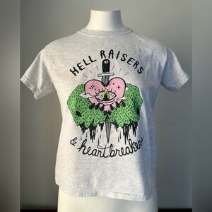 Sick Girls Gray Graphic Tee Hell Raisers and Heart Breakers